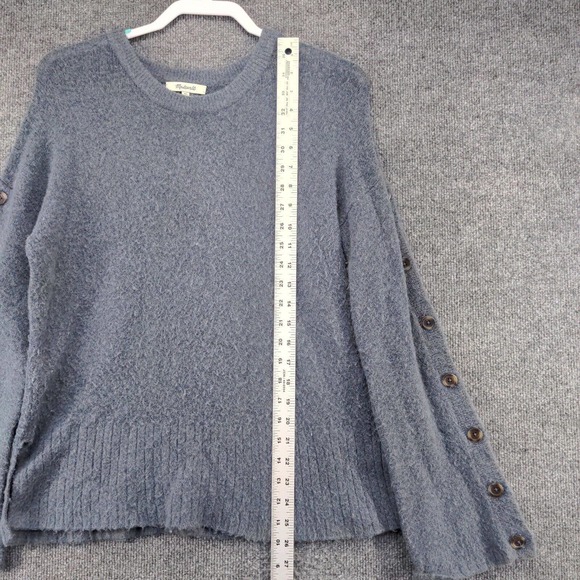 Madewell Women's Button-Sleeve Pullover Knit Sweater Blue XS Merino Wool Blend - Picture 10 of 12
